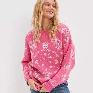 American Eagle paisley bandana print floral sweater